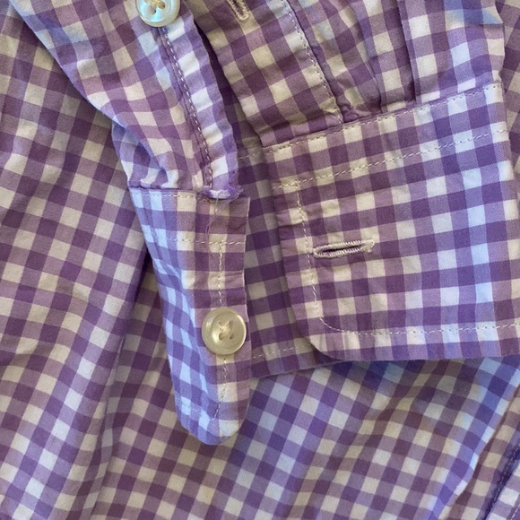 Ralph Lauren Lavender and White Checked Button Down Shirt Boys Size 10/12 - Picture 4 of 6